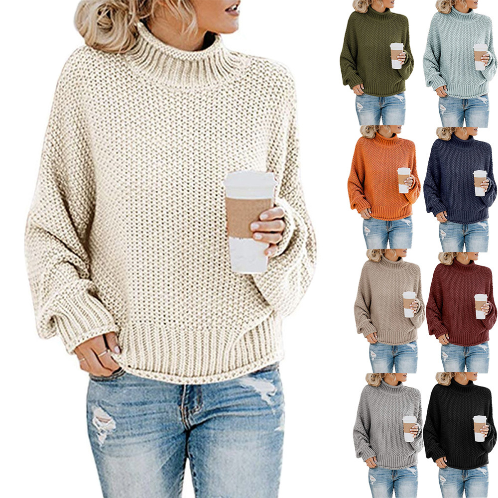 Jersey de cuello alto liso de invierno de moda informal de punto de man…